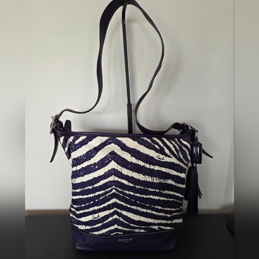 Coach Purple And White Zebra Prinr Hobo Bag